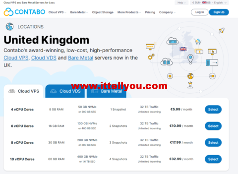 Contabo：英国VPS，4核/8G/200G SSD或50 GB NVMe/200Mbps带宽起，月付€5.99