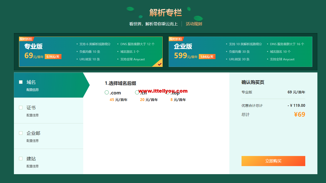 DNSPod：夏日大作战，618超值折扣来袭，域名秒杀6元/首年，专业解析69元/首年