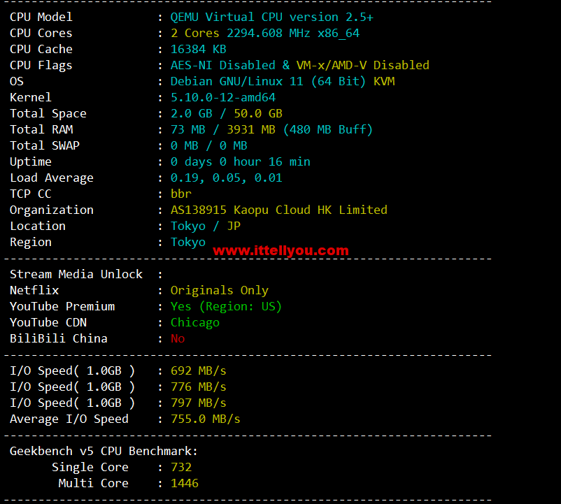 lightnode：日本东京机房VPS，1核/2G内存/50G硬盘/1000GB流量，月付.71，解锁流媒体/小时计费，简单测评