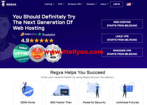 REGXA：全场VPS/共享主机，5折优惠，1核/1G内存/15gNVMe/1Gbps带宽，.5/月起，可选windows