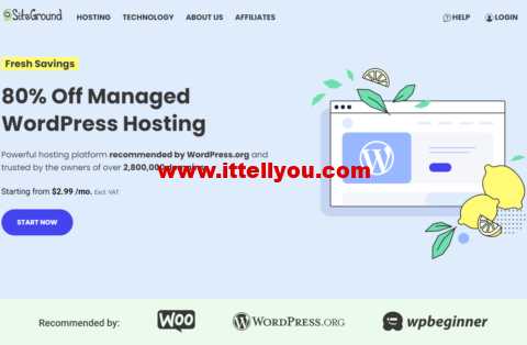 SiteGround：80%折扣，WordPress官方推荐主机，月付.99起，免费电子邮件、SSL、CDN、备份、站点转移
