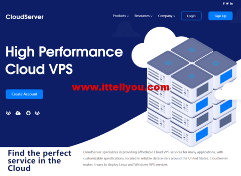 CloudServer：美国vps，1核/1G/20GB硬盘/1TB流量/1Gbps带宽,/年，可选洛杉矶/芝加哥/纽约机房