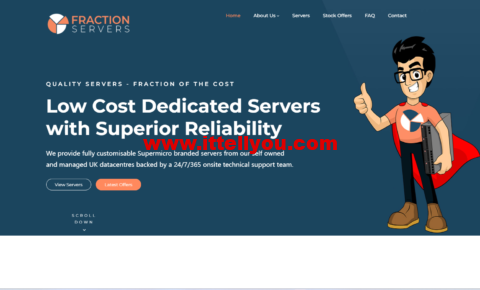 Fraction Servers：英国独立服务器，E3-1230/32GB内存/1TB SSD硬盘/20TB流量/1Gbps带宽，£29/月起