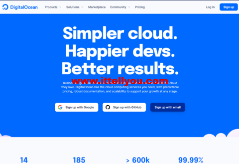 DigitalOcean：注册充值10美元送100美元，1核/512M内存/10GB SSD硬盘/500GB流量/1Gbps带宽，/月，高性能vps，/月起，八机房可选