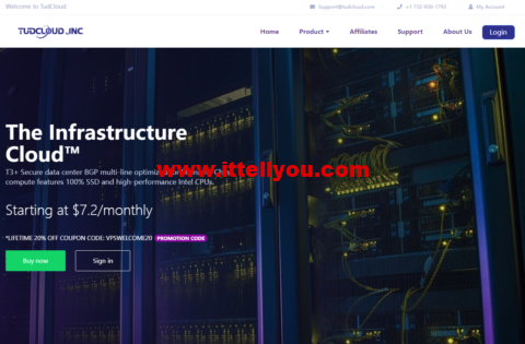 #黑五#TudCloud：香港国内优化线路vps，年付4折，1核/1GB内存/10GB SSD/500GB流量/50Mbps-100Mbps带宽，.2/年，充值任意金额送30%余额
