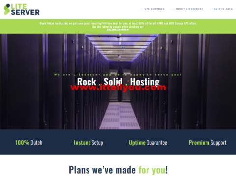 #黑五#LiteServer：荷兰nvme vps/大硬盘vps，60%优惠，1核/1G内存/512G硬盘/10TB流量/1Gbps带宽，€2.4/月起