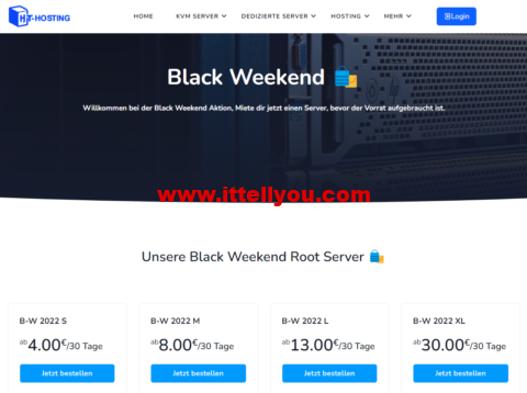 #黑五#ht-hosting：德国vps，4核/8GB内存/50GB NVMe/不限流量/1Gbps带宽，€4/月