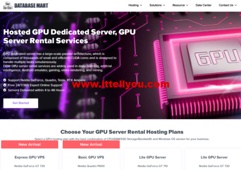 Database Mart：RTX 4090超强显卡服务器上线，GPU服务器，100Mbps-1Gbps带宽不限流量，立减，9/月