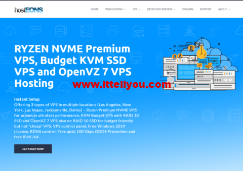 Hosteons：美国OpenVZ架构VPS，/年起，KVM架构vps，1年付/2年/3年付送双倍SSD+流量，可选洛杉矶/达拉斯等5个机房