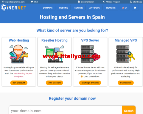 Ginernet：西班牙抗投诉VPS/无视DMCA版权，10Gbps超大带宽，特价5折低至.95/年