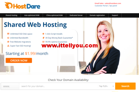 HostDare：升级三网优化网络，洛杉矶VPS电信CN2 GIA/联通AS9929/移动CMIN2，.99/年起