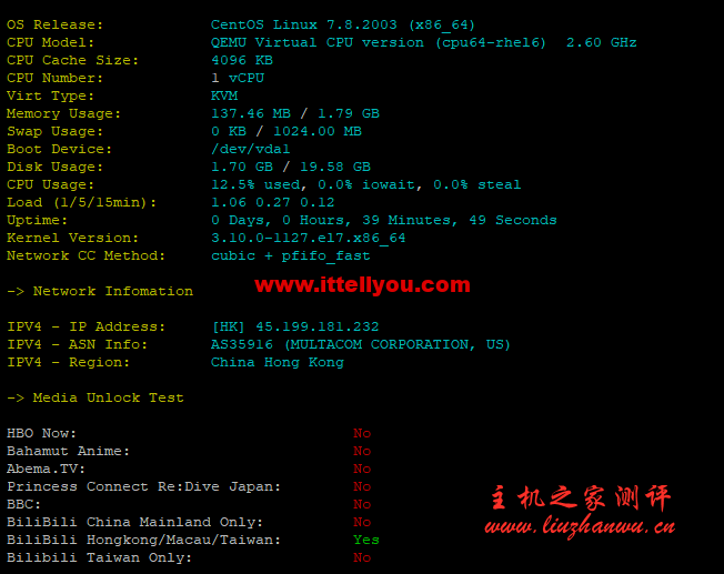#真实测评#野草云5月香港 CN2+BGP,1H2G20GB SSD,3Mbps,测评数据，香港服务器五折优惠,cn2+bgp直连大陆,30M带宽,月19元起,老牌商家适合建站