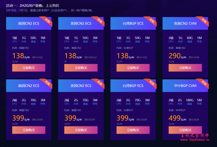 #618乐购#酷番云：CN2 ECS最低138元/年，高防服务器半价，香港物理服务器66折抢购