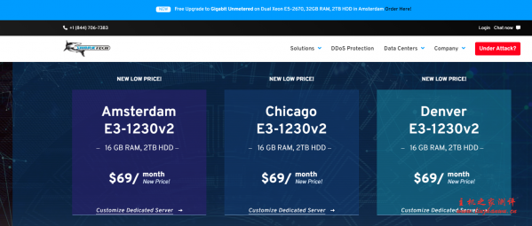 Sharktech：/月/E3-1270v2/16GB内存/2TB硬盘/不限流量/1Gbps带宽/DDOS/洛杉矶/芝加哥