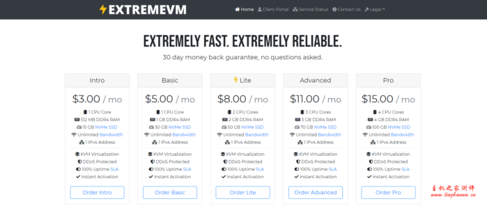 Extremevm：/年/512MB内存/10GB NVMe空间/不限流量/1Gbps端口/KVM/DDOS/俄勒冈