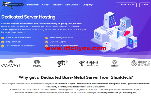 Sharktech：升级裸金属高防服务器，1~10Gbps不限流量，/月起，可选洛杉矶/丹佛/芝加哥/荷兰机房