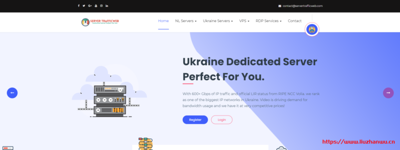 Servertrafficweb：€12/月/1GB内存/20GB SSD空间/不限流量/100Mbps端口/不限版权/DDOS/KVM/乌克兰