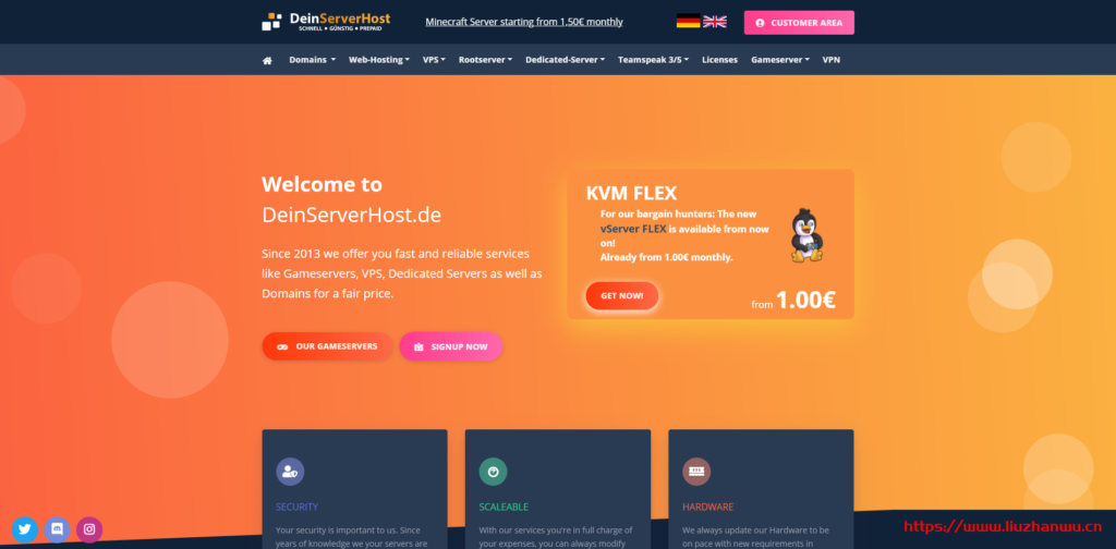 DeinServerHost：€23/月/I3-6100/16GB内存/1TB硬盘/30TB流量/1Gbps端口/DDOS/KVM/德国