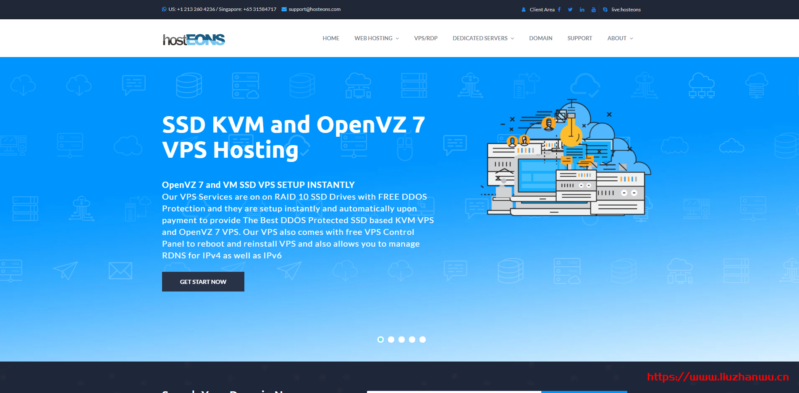 hostEONS：洛杉矶达拉斯KVM VPS补货/年起(100G防御,免费BLESTA及Windows)