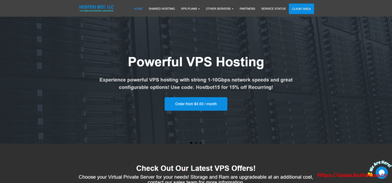 Hositng Bot：.75/月/1GB内存/15GB SSD空间/500GB流量/750Mbps端口/KVM/达拉斯
