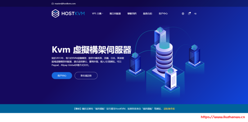 hostkvm：美国VPS，三网强制CU-VIP线路，/月，1G内存/1核/15gSSD/500g流量