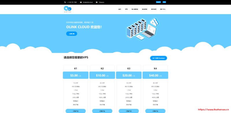 OLink Cloud：.5/月/1GB内存/10GB SSD空间/500GB流量/1Gbps端口/KVM/德国CN2 GIA