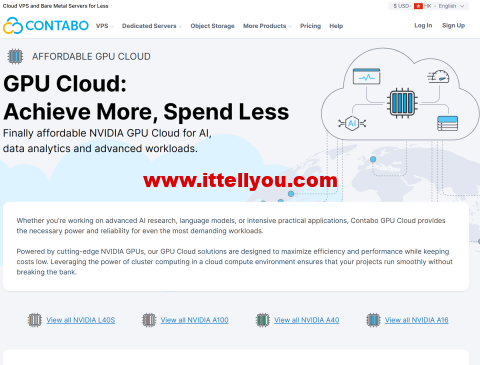 Contabo：新上GPU云服务器，.5/月起，可选NVIDIA L40S/NVIDIA A100/NVIDIA A40/NVIDIA A16