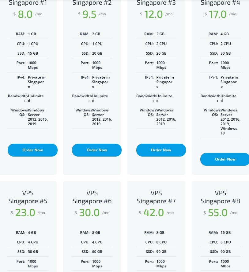 Cheap VPS USA：/月/1GB内存/15GB SSD空间/不限流量/1Gbps端口/Hyper-V/新加坡