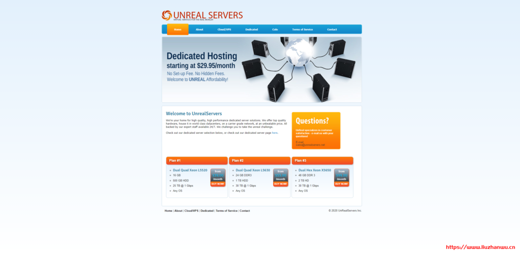 UnRealServers：/月/2*X5650/96G内存/500GB SSD硬盘/33TB流量/1Gbps端口/堪萨斯