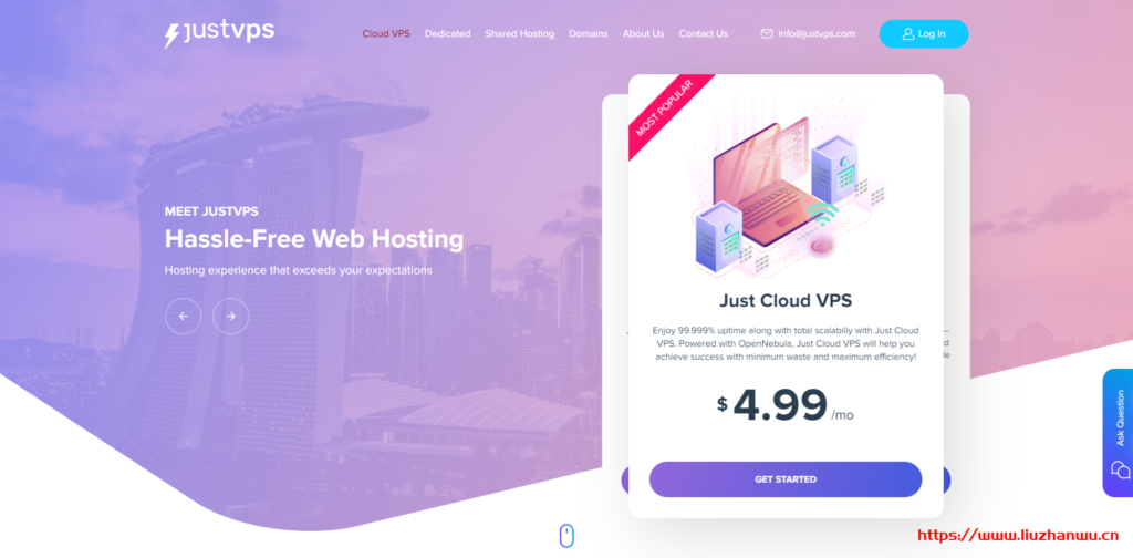 JustVPS：.74/月/1GB内存/25GB SSD空间/1TB流量/100Mbps端口/KVM/新加坡机房