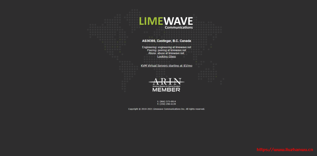 LimeWave加拿大VPS：1核1G内存60G hdd硬盘500G月流量/共享G口带宽.85/月，提供2个加拿大原生IP