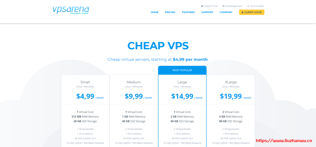 VPSArena：.94/年/512MB内存/20GB SSD空间/1TB流量/300Mbps端口/KVM/日本/新加坡/韩国/美国/欧洲等