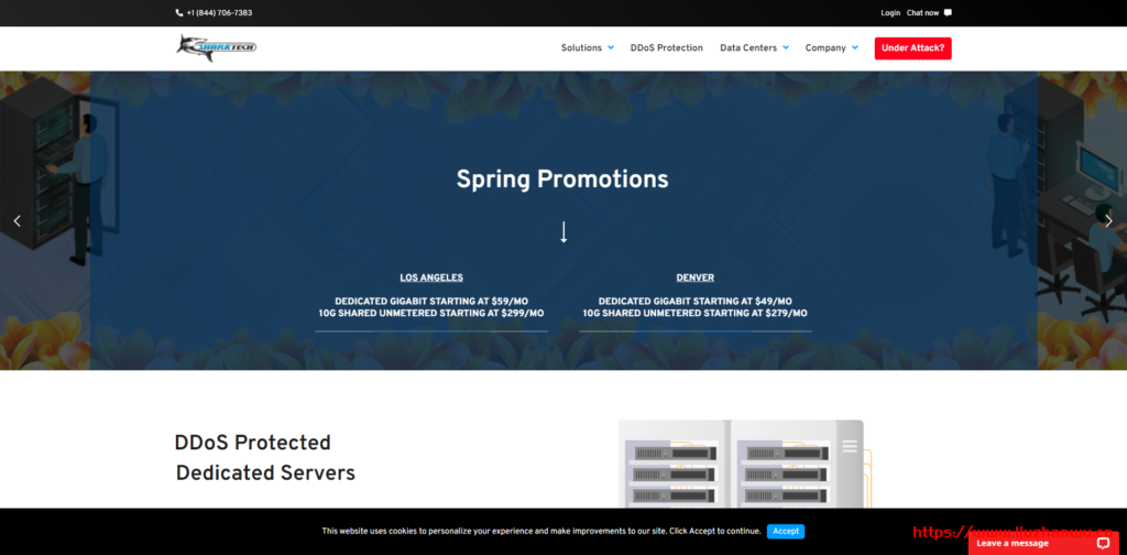 Sharktech：鲨鱼机房洛杉矶大带宽高防服务器，10Gbps无限流量9/月，1Gbps无限流量/月