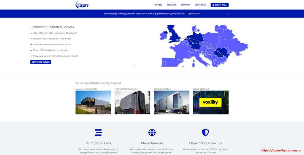 ZetServers：10Gbps/不限流量/免费2Tbps的防御/罗马尼亚机房/内容宽松/月付€10起
