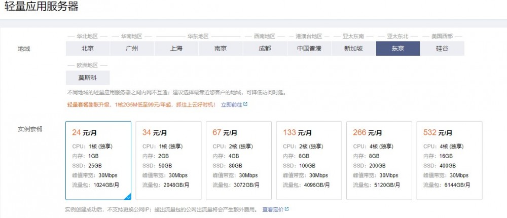 腾讯云：24元/月/1核@独享/1GB内存/25GB SSD空间/1TB流量/30Mbps端口/KVM/香港/新加坡/日本/硅谷/俄罗斯