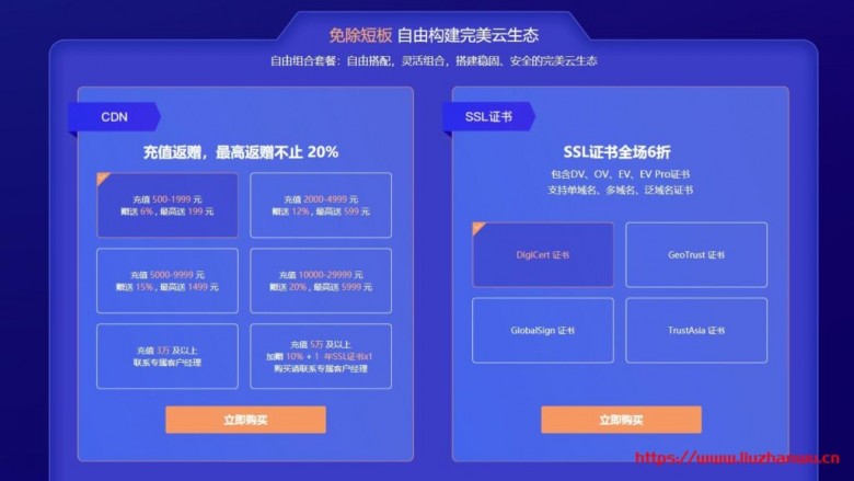 又拍云：上云特惠，全场 5 折起，短信、SSL证书、CDN、云主机，产品多多，折扣多多