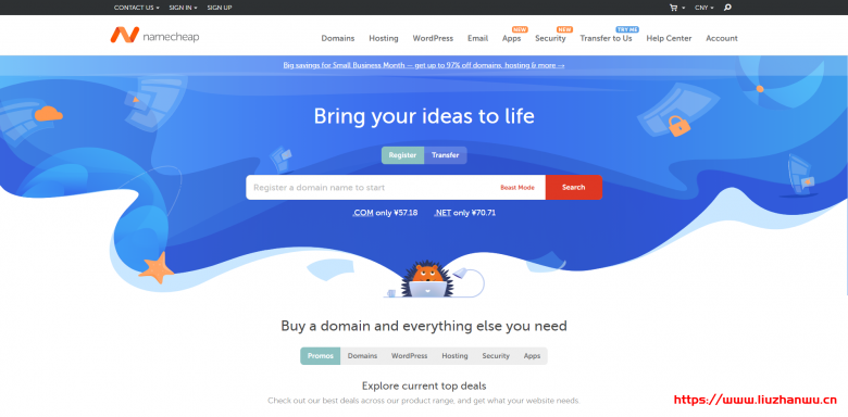 NameCheap：域名优惠新注册 .COM 域名仅需 .98 美金