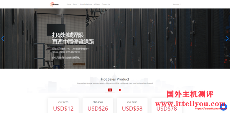 TOTYUN：香港VPS/日本VPS/三网直连CN2线路/2核2G内存/10Mbps不限流量//月