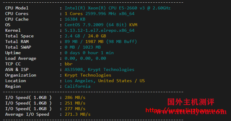 krypt机房VPS品牌ion cloud：圣何塞数据中心cn2 gia vps简单测评