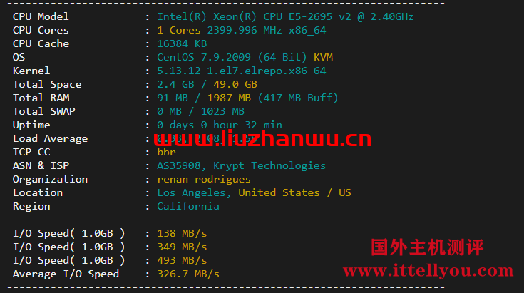 ion cloud：洛杉矶数据中心VPS简单测评