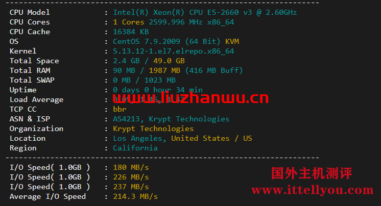 ion cloud：圣何塞数据中心“PREMIUM”网络，云服务器简单测评