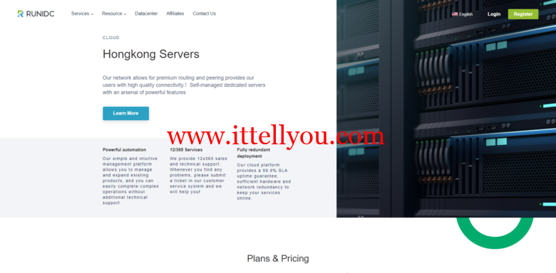 runidc：香港物理服务器，/月，30M带宽不限流量，e3-12XX/16G内存/1T硬盘