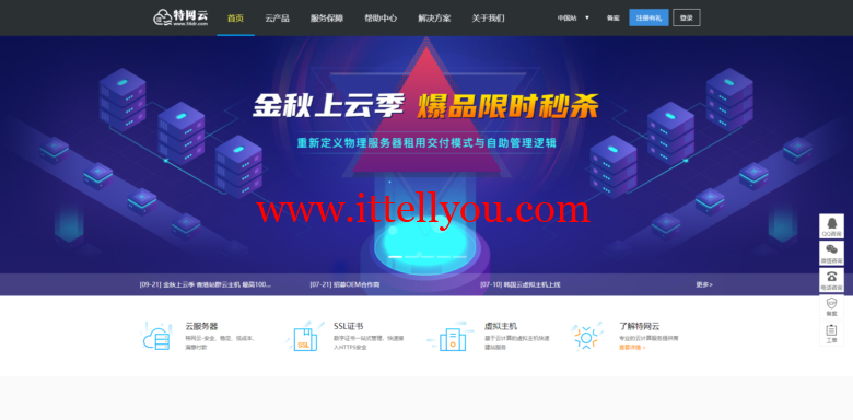 特网云：香港多IP云主机 高配置 多IP最高赠送100个独立IP地址