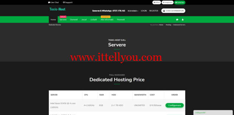 Toxic-Host：罗马尼亚VPS / 罗马尼亚VDS 服务器起价每台 .50/月起，罗马尼亚大内存vds，.70 /月起，不限版权