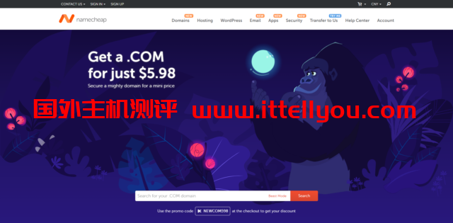 Namecheap：新用户限时优惠，注册COM域名仅需5.98美元