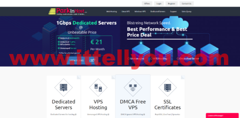 Parkinhost：俄罗斯抗投诉VPS，八折促销，2核/1G内存/50G HDD硬盘/不限流量/200Mbps带宽，€9/月，年付€86，无视DMCA,
