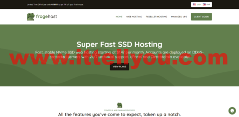 FrogeHost：充值送30%现金，最高赠，首购11%折扣，3核/2G内存/70GB SSD硬盘/2TB流量/1Gbps带宽，.00/月，提供DirectAdmin面板授权，免费每日备份