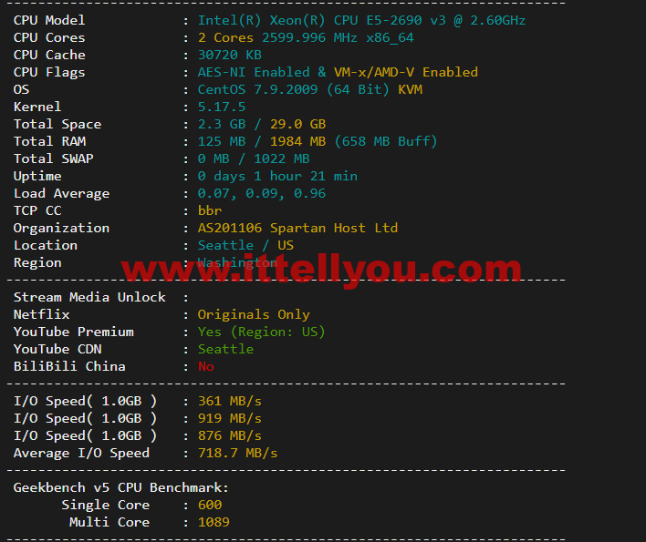 斯巴达(SpartanHost)：西雅图机房高防vps，E5 KVM VPS（去程直连，AS4837回程），简单测评