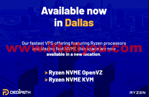 #上新#DediPath:美国便宜vps,达拉斯机房,AMD Ryzen VPS,1核/512M内存/10G NVME硬盘/1TB流量/1Gbps带宽,$44.00/年