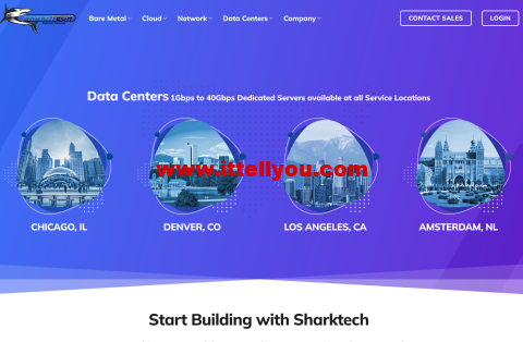 Sharktech：洛杉矶/丹佛/芝加哥/荷兰机房高防服务器1Gbps不限流量/月起，10Gbps不限流量9/月起